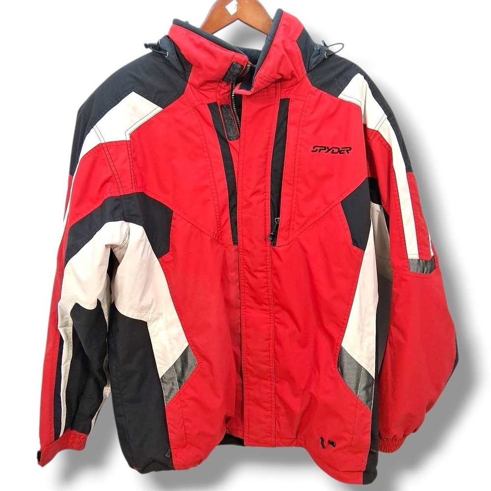 VTG Spyder Ski Jacket Mens XL Red Colorblock Winter Coat Snowboard Gorpcore Y2K